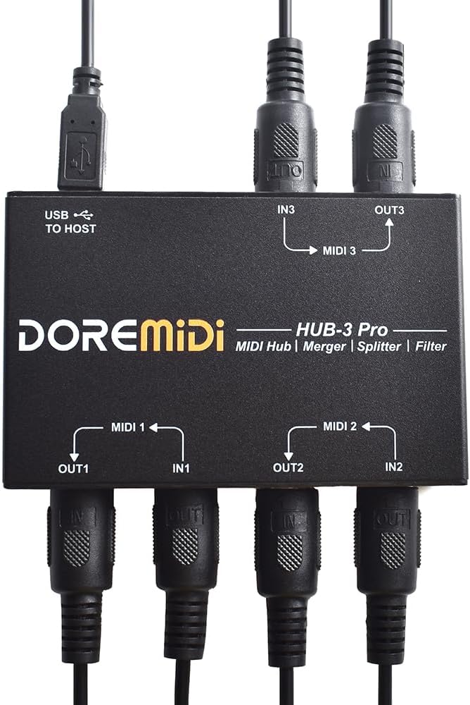 DOREMiDi MIDI HUB-3 Pro box Support MIDI Routing Filtering Merging Splitting (HUB-3 Pro) - Image 2